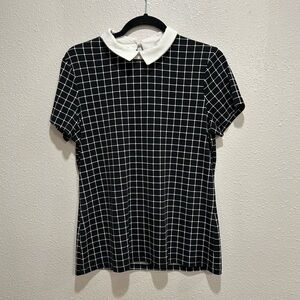 The Limited Black and White Grid Pattern Women's Top